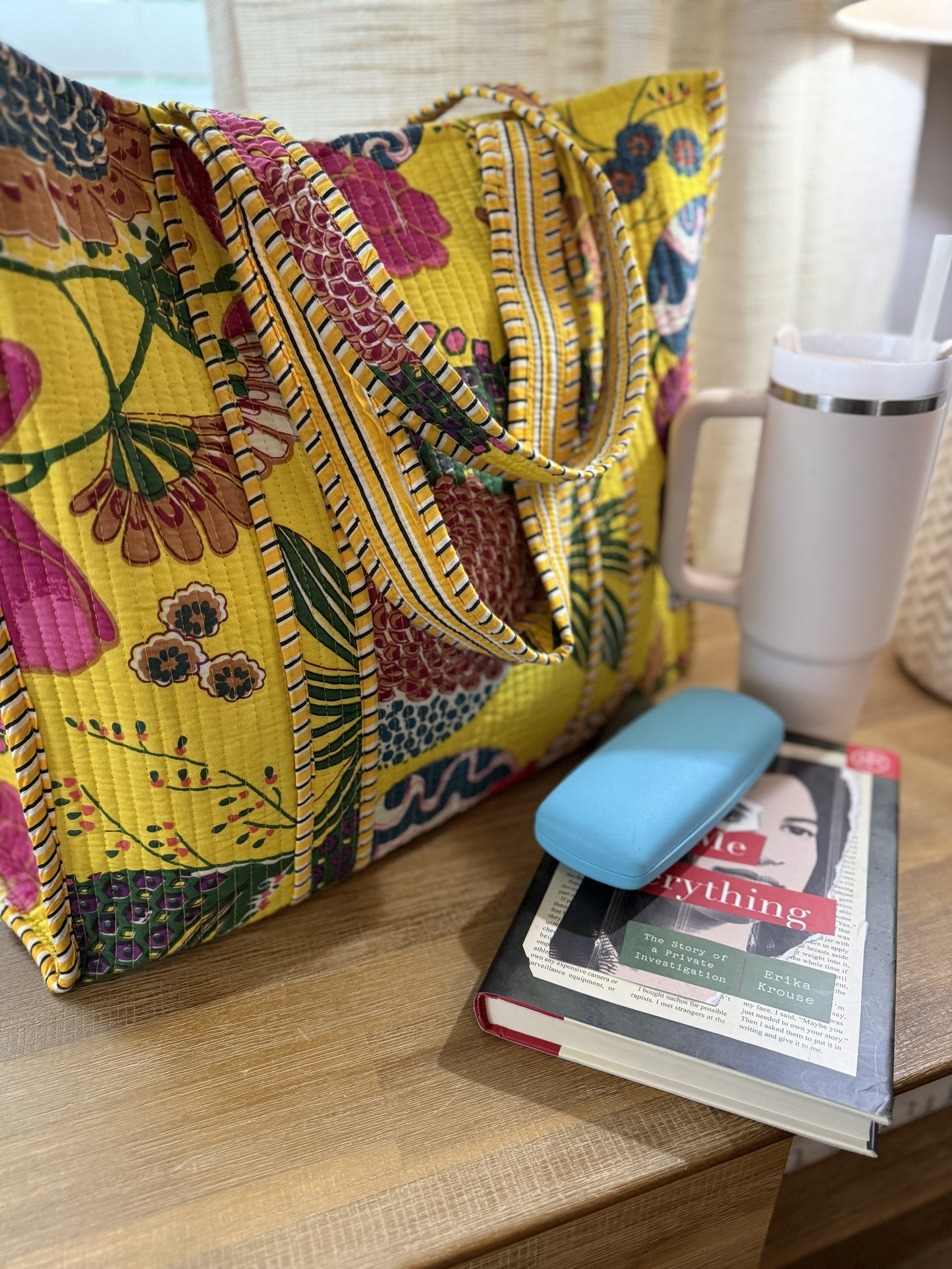 Yellow Floral Tote Bag