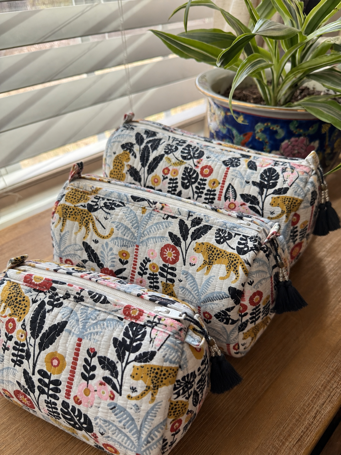 White Jungle Cosmetic Bag