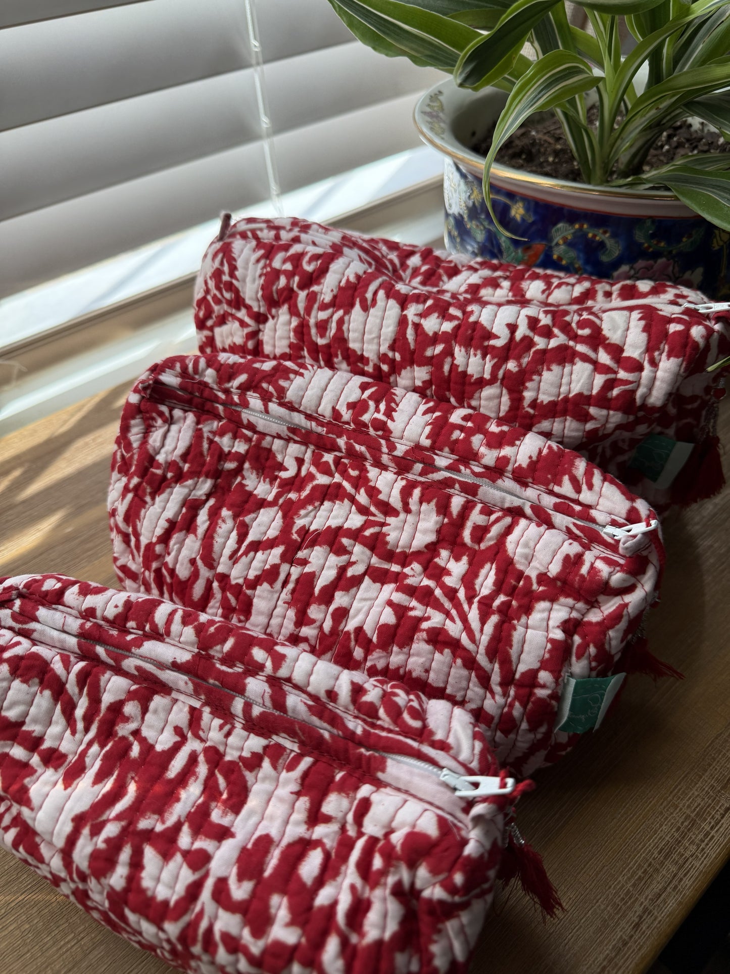 Red & White Cosmetic Bag