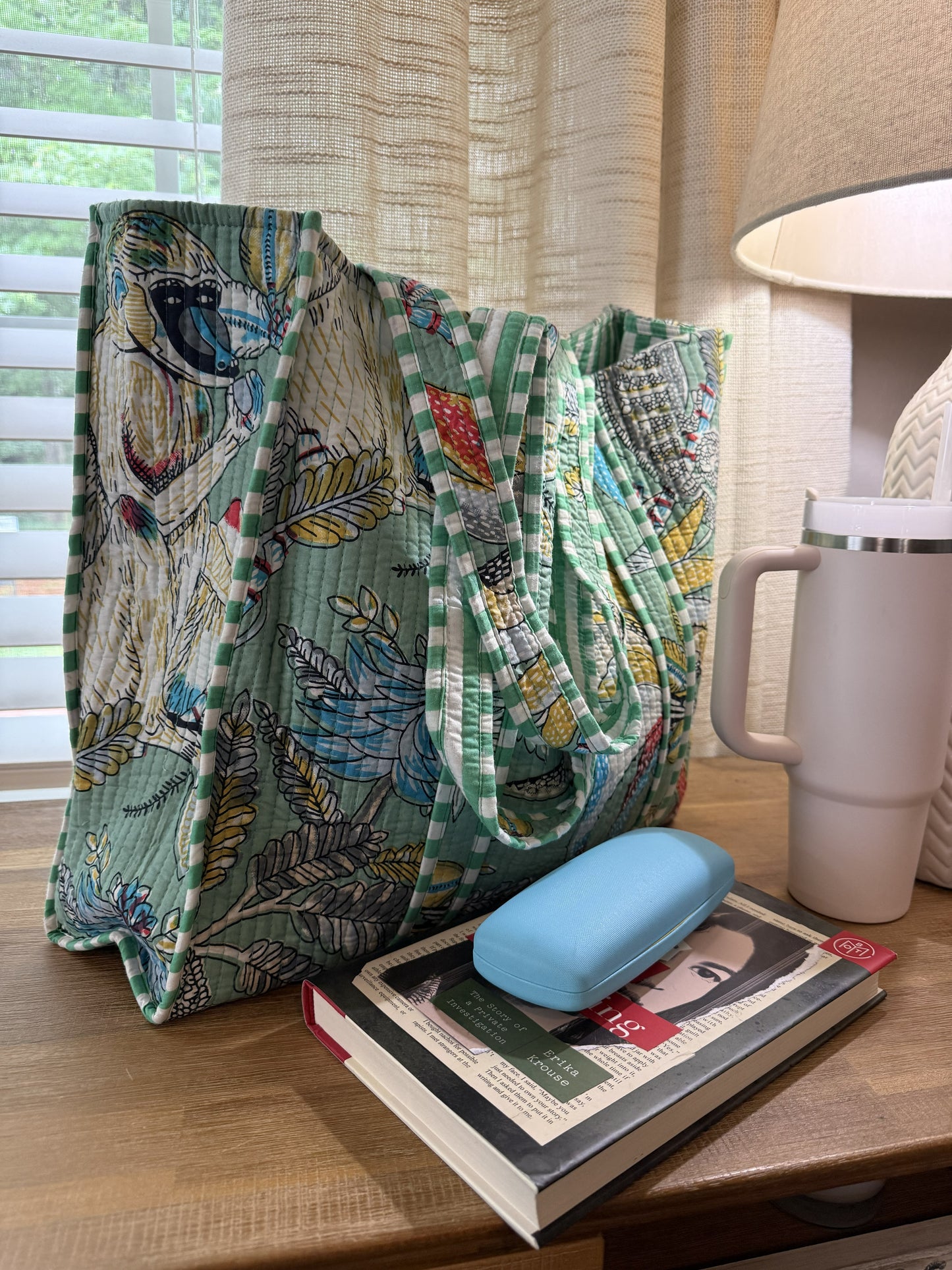 Mint Green Baboon Tote Bag