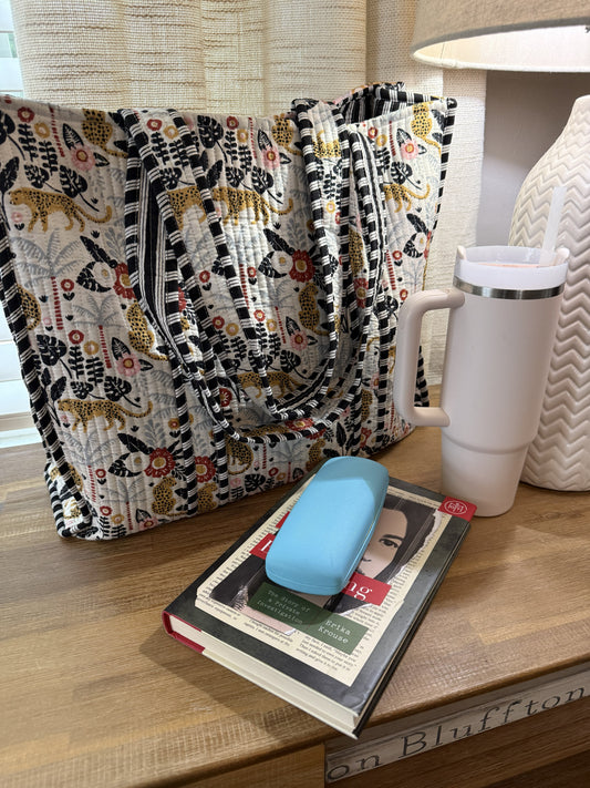 White Cheetah Tote Bag